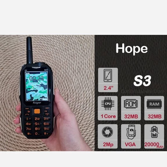 گوشی Hope S3 TV 3sim 20000mAh ارتشی چریکی