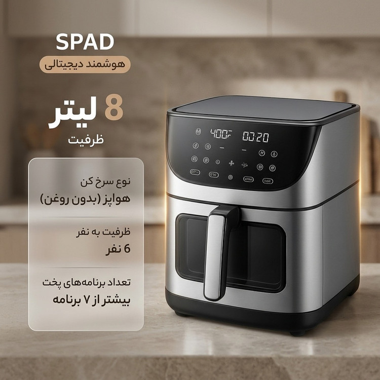 هواپز هوشمند 8 لیتر اسپاد مدل دیجیتالی